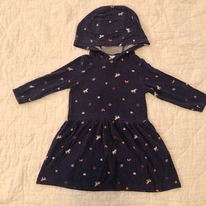 Adorable dark blue hooded dress